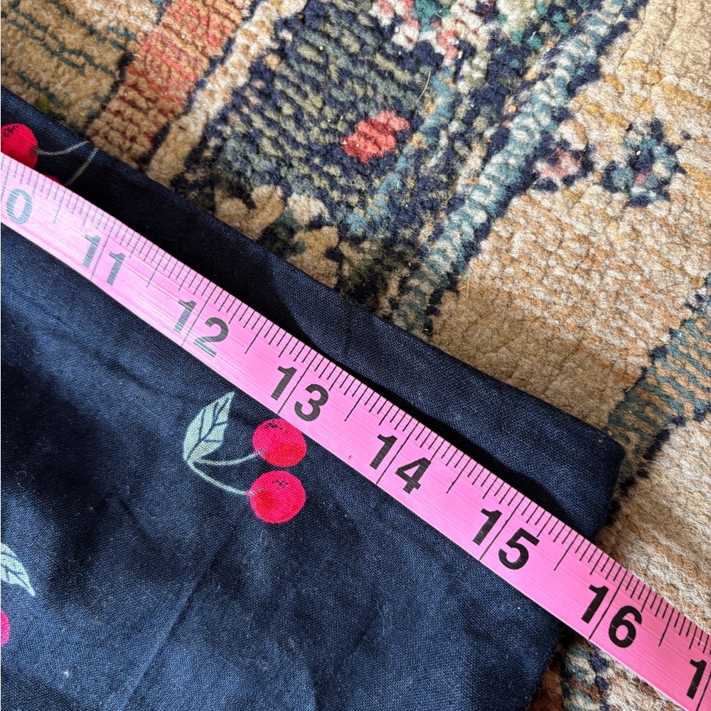 GAP Linen Cotton Novelty Fruit Cherry Print Midi Skirt Navy Blue Size Medium - Picture 4 of 6